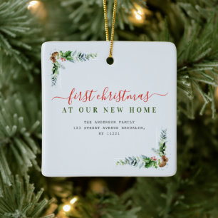 Ornement En Céramique typographie rouge joyeux noël nouveau domicile
