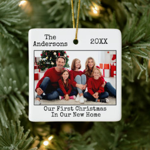 Ornement En Céramique Typographie Texte Photo Premier Noël Nouveau Accue