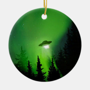 Ornement En Céramique UFO avec les lumières du nord