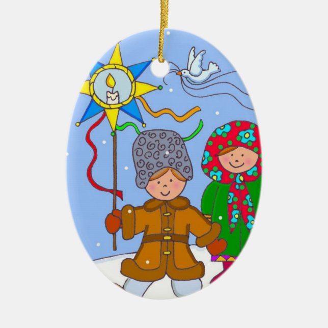 Ornement En Céramique Ukrainien ChristmasCarollers (Devant)