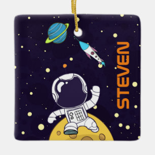 Ornement En Céramique Un astronaute spatial explore l'espace extra-atmos