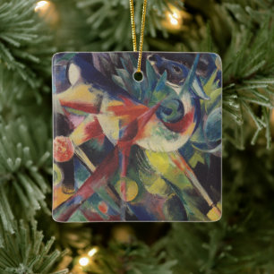 Ornement En Céramique Un cerf dans un jardin fleuri par Franz Marc, Art 