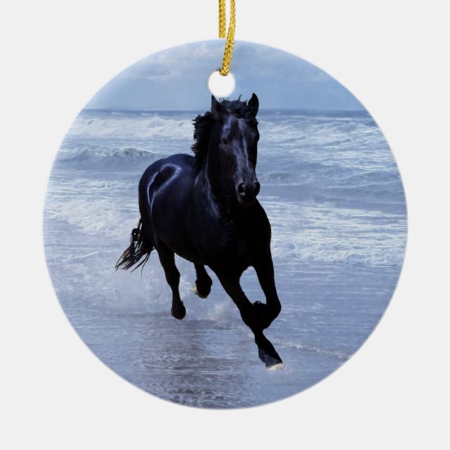Ornement En Céramique Un cheval sauvage et libre sapin de Noël (Devant)