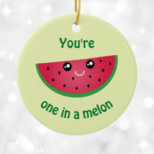Ornement En Céramique Un dans Noël drôle de pastèque de Kawaii de melon