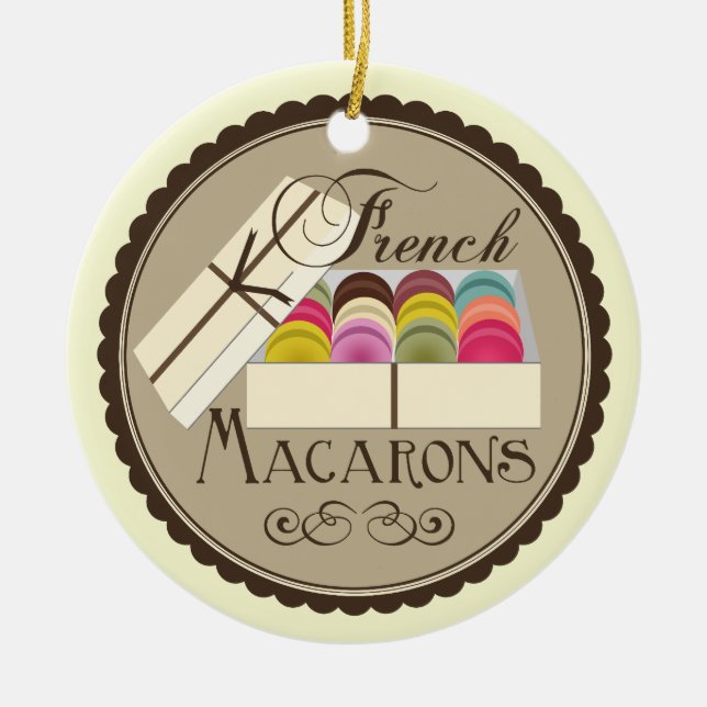 Ornement En Céramique Un douzaine Français Macarons dans une (Devant)