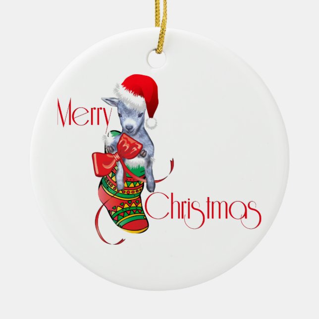 Ornement En Céramique Un joyeux bébé chèvre de Noël dans l'ornement de s (Devant)