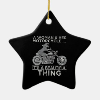 Ornement En Céramique Une Femme Et Son Cadeau D'Art Moto Pour Les Vélos