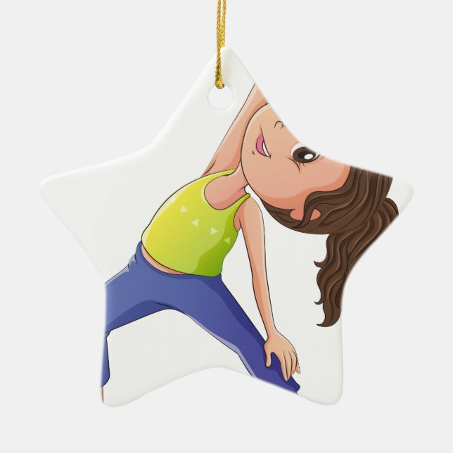 Ornement En Céramique Une femme faisant le yoga (Devant)