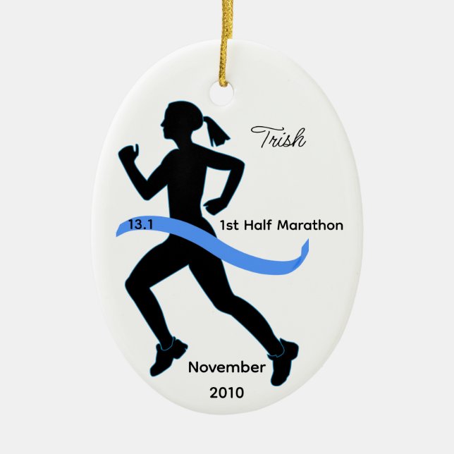 Ornement En Céramique Une Femme Moitié Marathon Runner Ornament (Devant)