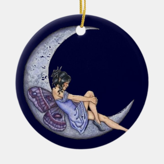 Ornement En Céramique Une lune féerique (Devant)