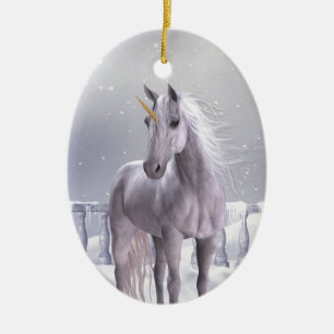 Ornement En Céramique Unicorne dans la neige