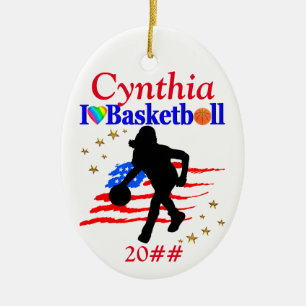 ORNEMENT EN CÉRAMIQUE USA LOVE BASKETBALL PERSONNALISER NOËL ORNAMENT