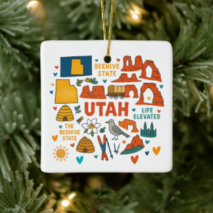 Ornement En Céramique Utah Custom Family Trip Noël