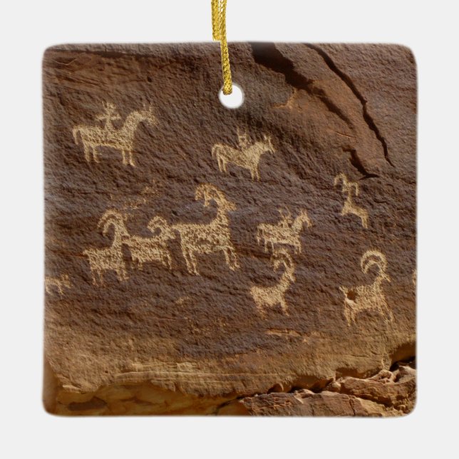 Ornement En Céramique Ute Petroglyphes (Devant)