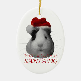 Ornement En Céramique Vacances de Noël de cobaye de porc du père noël