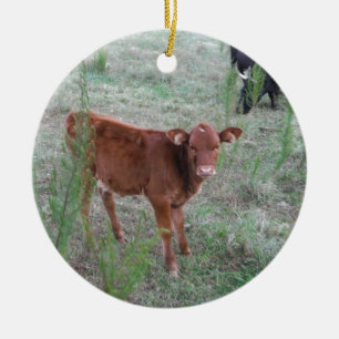 Ornement En Céramique Vache Brown à bébé.
