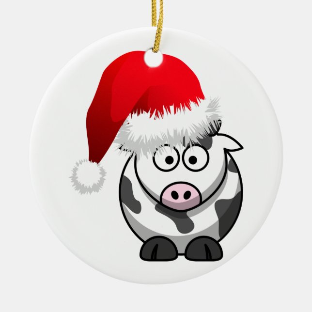 Ornement En Céramique Vache de Noël agricole en ligne (Devant)