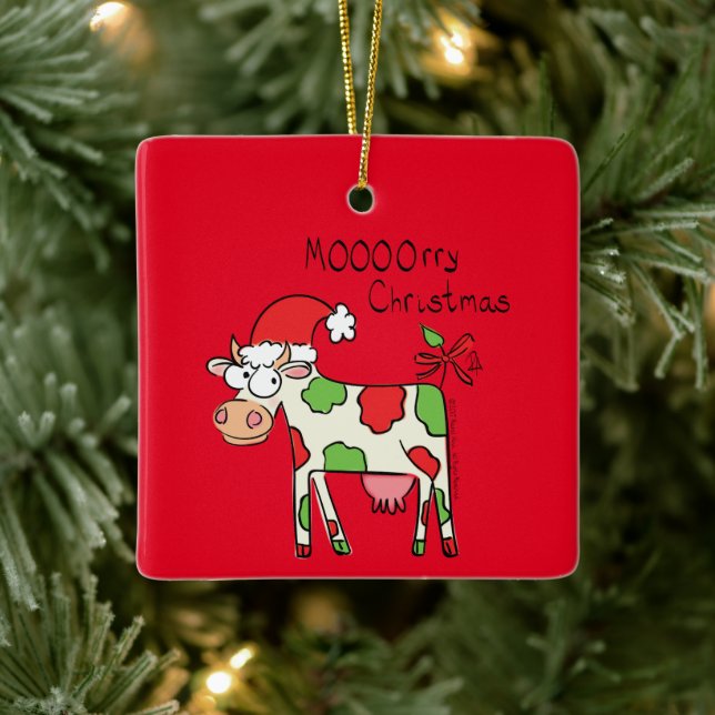 Ornement En Céramique Vache Noël mignon Enfants (Arbre)