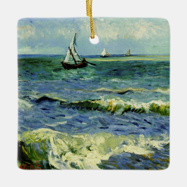 Ornement En Céramique Van Gogh - Un bateau de pêche en mer (Devant)