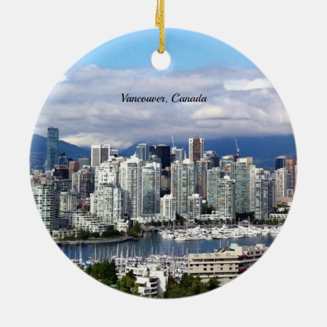 Ornement En Céramique Vancouver Canada Skyline (Dos)