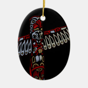 Ornement En Céramique Vancouver Totem Pole Souvenir Native Art Orament
