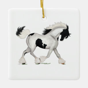 Ornement En Céramique Vannière tzigane Personnalisé Cheval de Noël Pony 