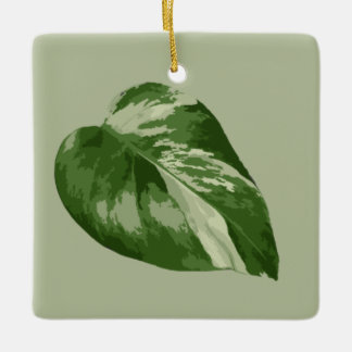 Ornement En Céramique Variegated Monstera Leaf Ornament