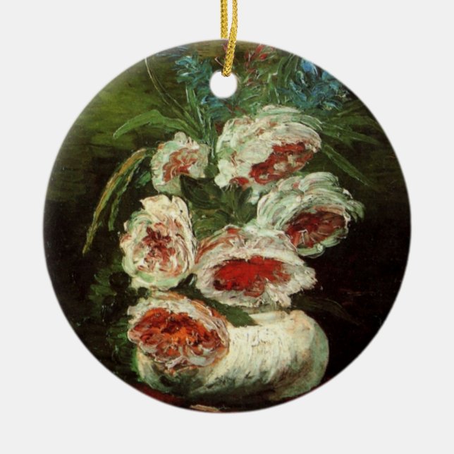 Ornement En Céramique Vase avec pivoines par Vincent van Gogh (Devant)