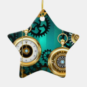 Ornement En Céramique Veille bijoux Steampunk sur un Arrière - plan vert