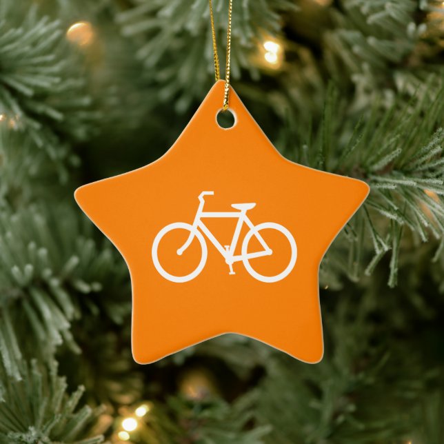Ornement En Céramique Vélo blanc et orange (Arbre)