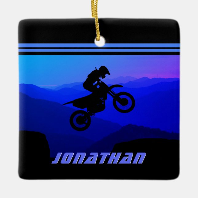 Ornement En Céramique Vélo de nuit personnalisé Noël Motocross (Devant)