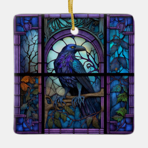 Ornement En Céramique Verre Éffrayant Raven
