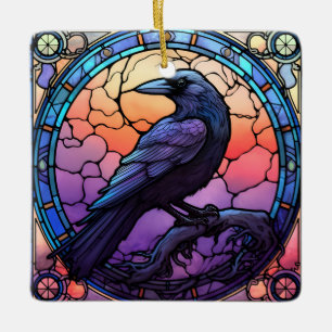 Ornement En Céramique Verre Éffrayant Raven