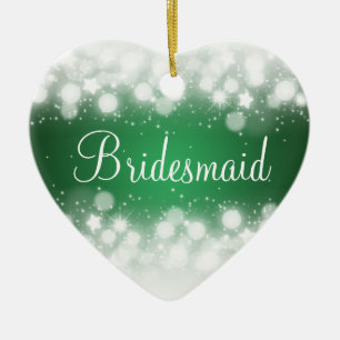 Ornement En Céramique Vert magique d'étincelle de faveur élégante de