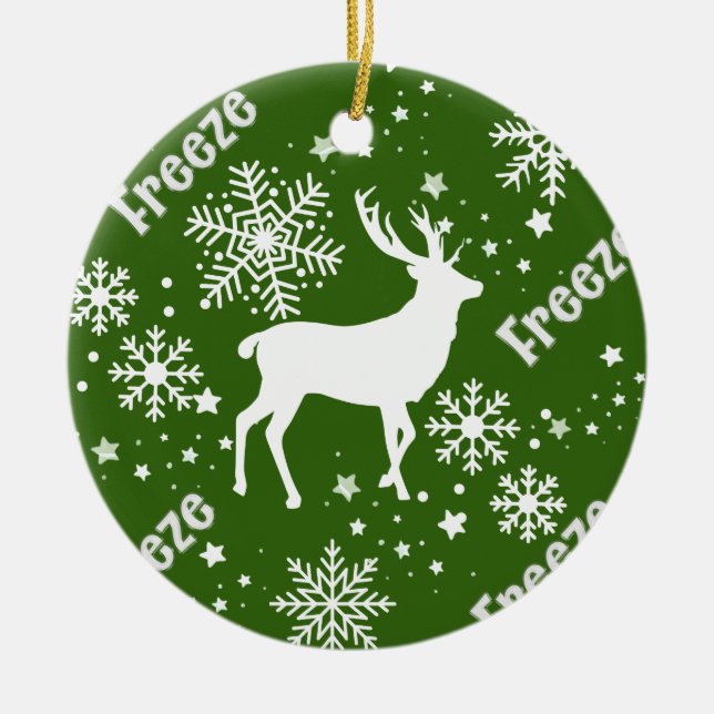 ornement en céramique verte cerf (Devant)