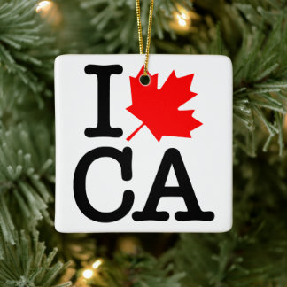 Ornement En Céramique Very Polite Red Black I Love Canada Maple Leaf