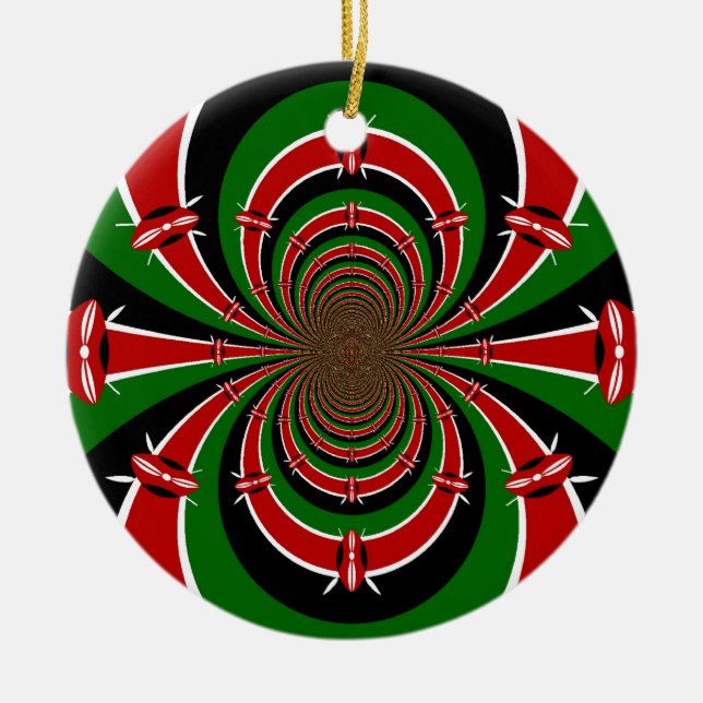 Ornement En Céramique Vibrant Kenya Vision : Drapeau kényan en miroir (Devant)