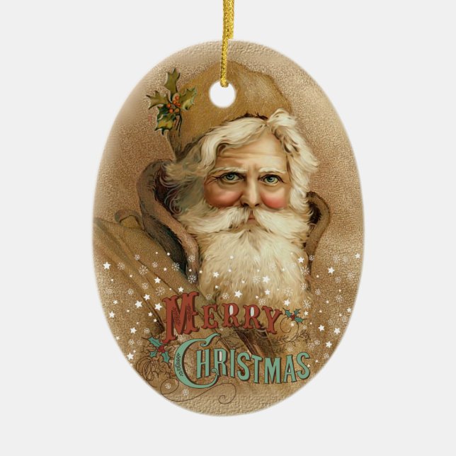 Ornement En Céramique Vieux Noël Père Noël 2 (Devant)