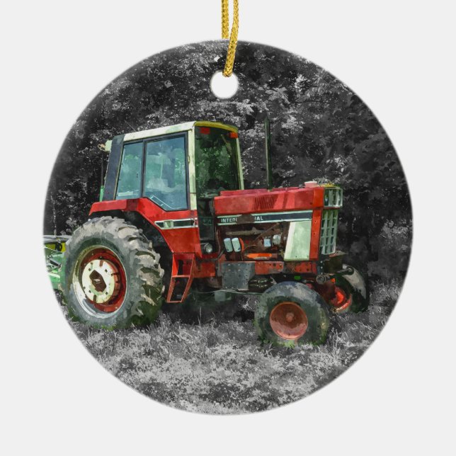 Ornement En Céramique Vieux tracteur international (Devant)