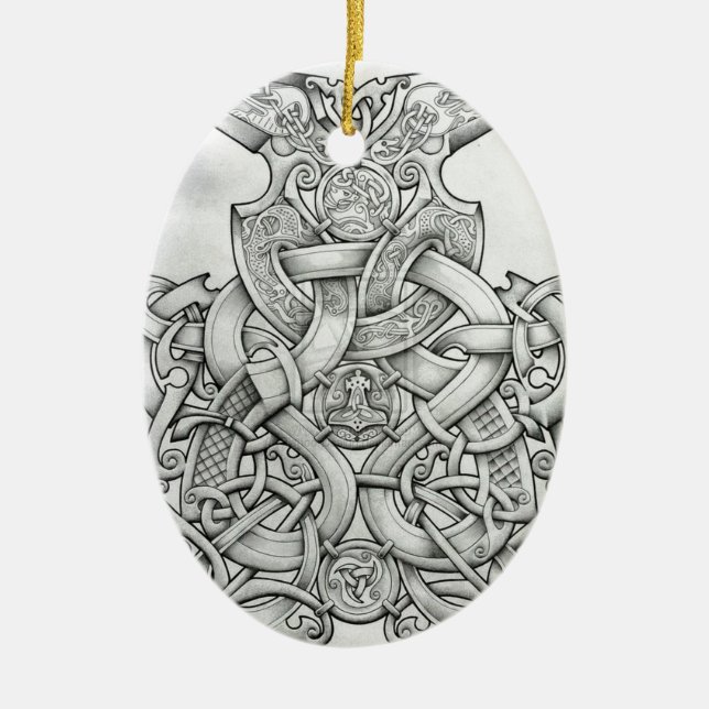 ORNEMENT EN CÉRAMIQUE VIKING ET CONCEPTION D'OSEBERG KNOTWORK (Devant)