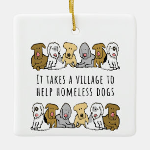 Ornement En Céramique Village Help Secourt chien sans abri