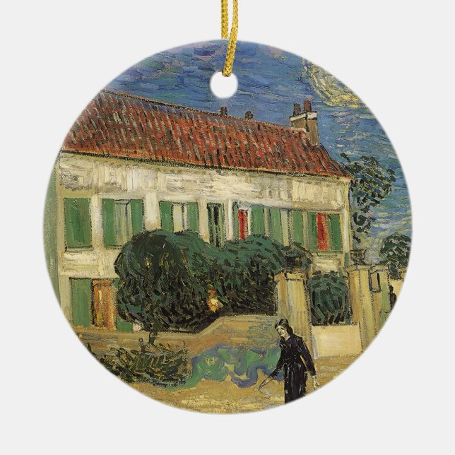 Ornement En Céramique Vincent van Gogh - Maison Blanche à la nuit (Devant)