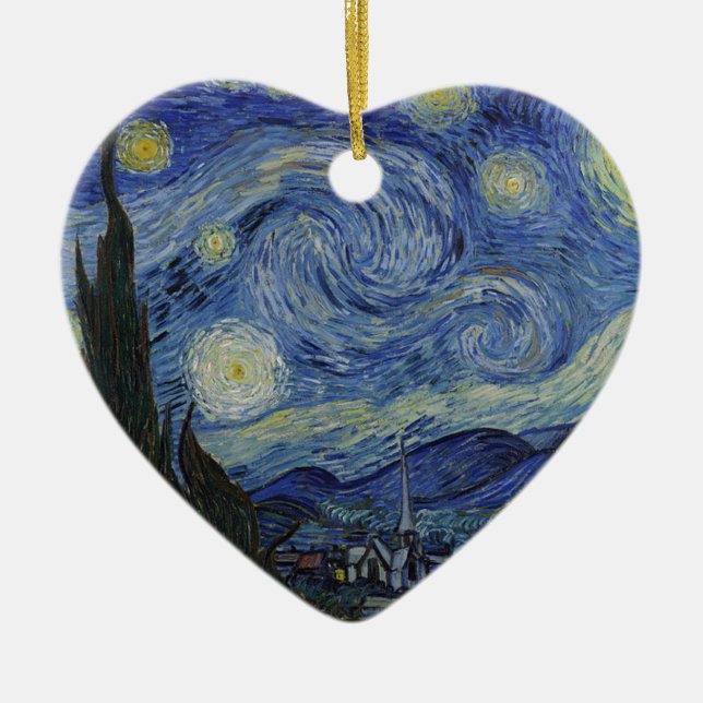 Ornement En Céramique Vincent Van Gogh - Nuit étoilée. Peinture artistiq (Devant)