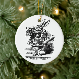 Ornement En Céramique Vintage Alice au pays des merveilles Lapin blanc c