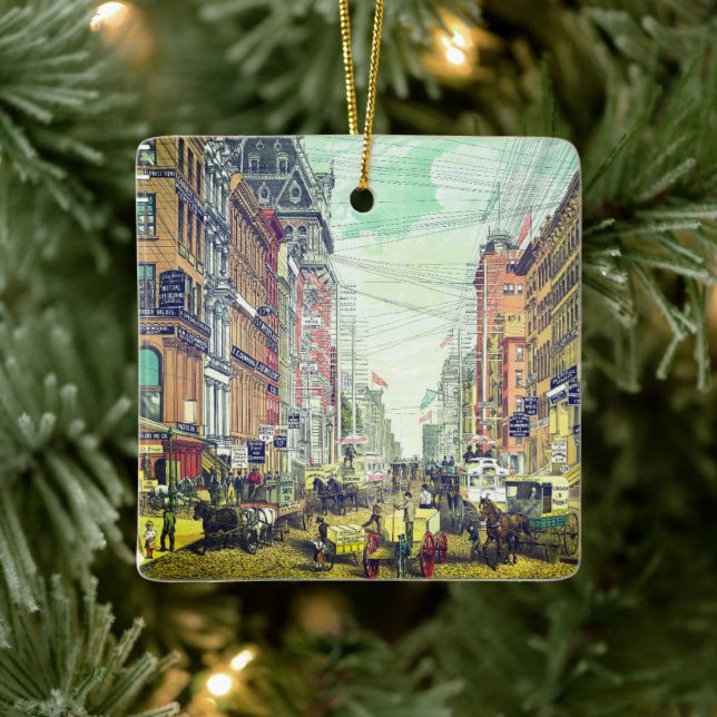 Ornement En Céramique Vintage Broadway, New York (années 1880) (Arbre)