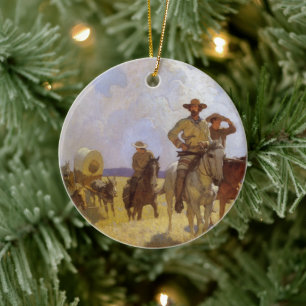 Ornement En Céramique Vintage Cowboys, The Parkman Outfit par NC Wyeth