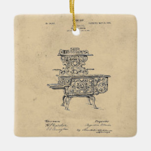 Ornement En Céramique Vintage Fancy Stove Patent