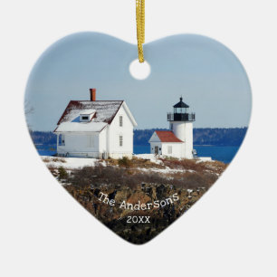 Ornement en céramique vintage Maine Ocean Lighthou