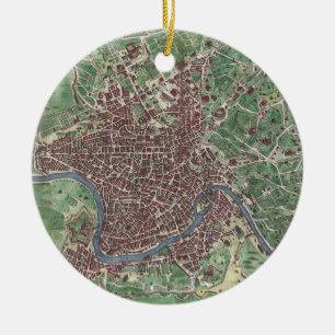 Ornement En Céramique Vintage Map of Rome Italy