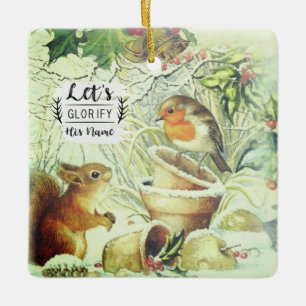 Ornement En Céramique Vintage Noël Bois Animaux Inspirationnels